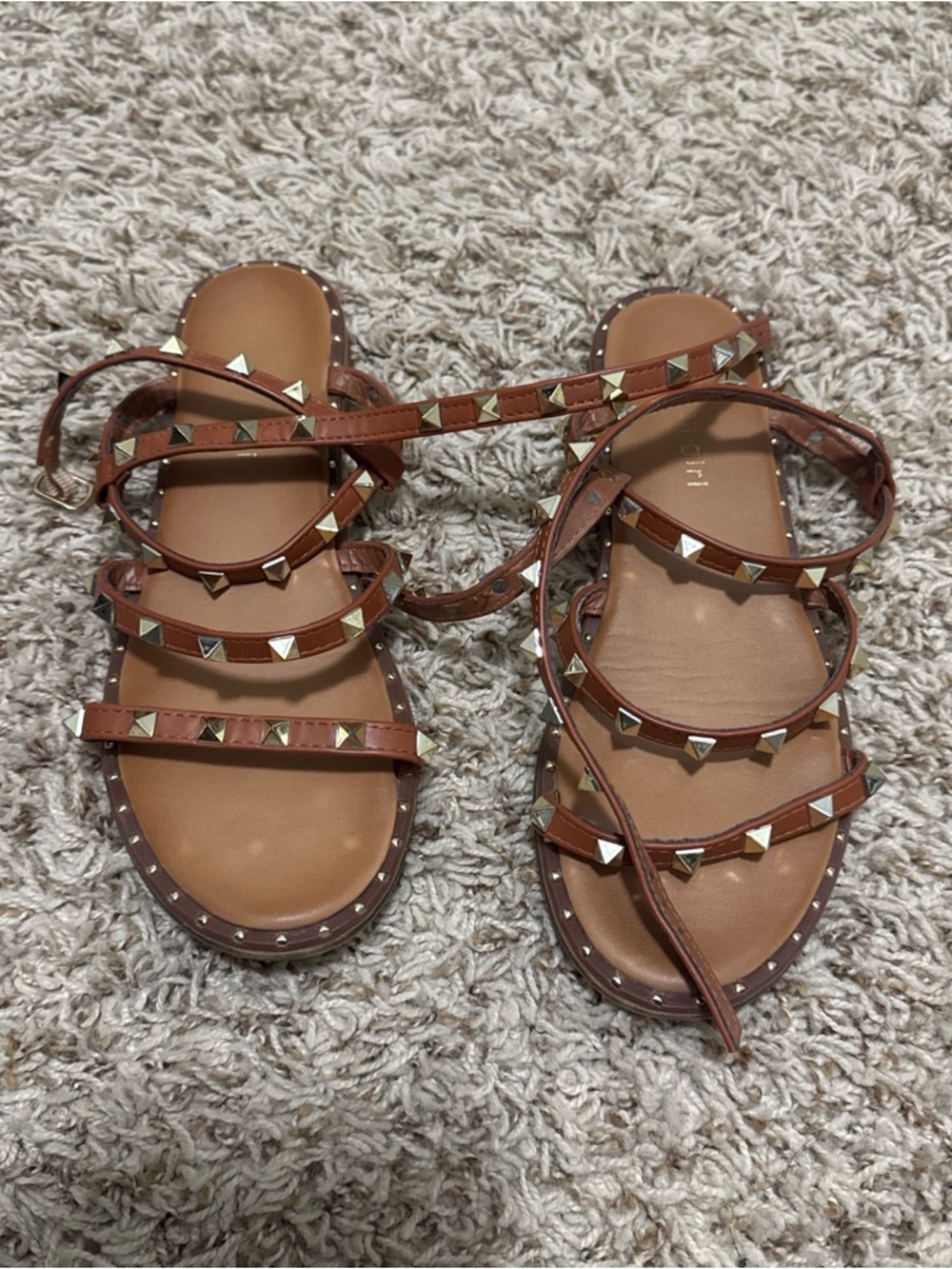 Madden Girl Brown Studded Lace-Up Gladiator Sandals
